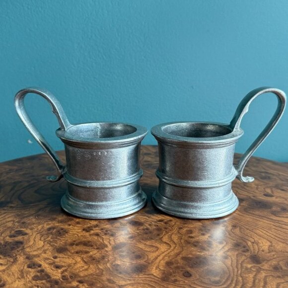 Vintage Wilton RWP Pewter Glass Mug Holder Set of 2 - Picture 4 of 11
